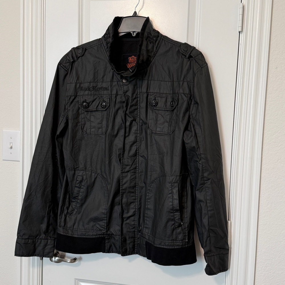 Rock Revival XXL Black Military Gothic Jacket Fleur De Lis 100% Proceeds Donated